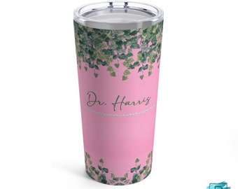 Personalized Pink & Green Ivy Tumbler | 20oz Hot Cold Tumbler |  Sorority Inspired | New Member Gift | Line Sisters | Soror Gift