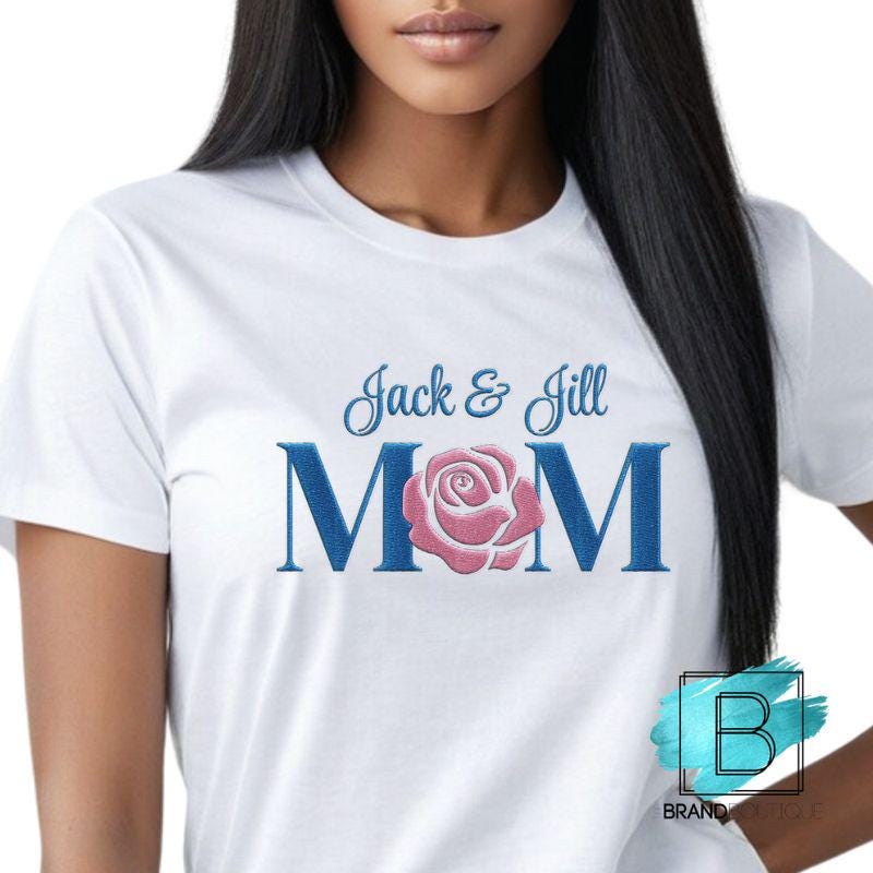 Jack and Jill Mom Embroidered T-Shirt – Unisex Fit, JJOA Gift for Mothers & Legacy Moms