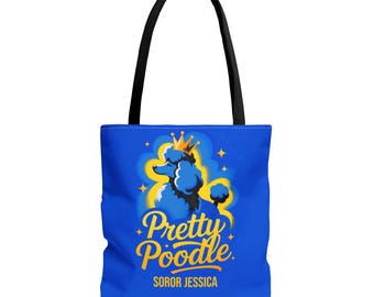 Personalized SGRho Pretty Poodle Canvas Tote | Sigma Gamma Rho Sorority Inspired | Blue & Gold | Unique Sorority Gift | New Members