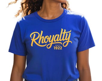 Rhoyalty Unisex Shirt | Sigma Gamma Rho Inspired Tee | SGRho Greek Life Apparel | Blue & Gold Sorority Pride Shirt