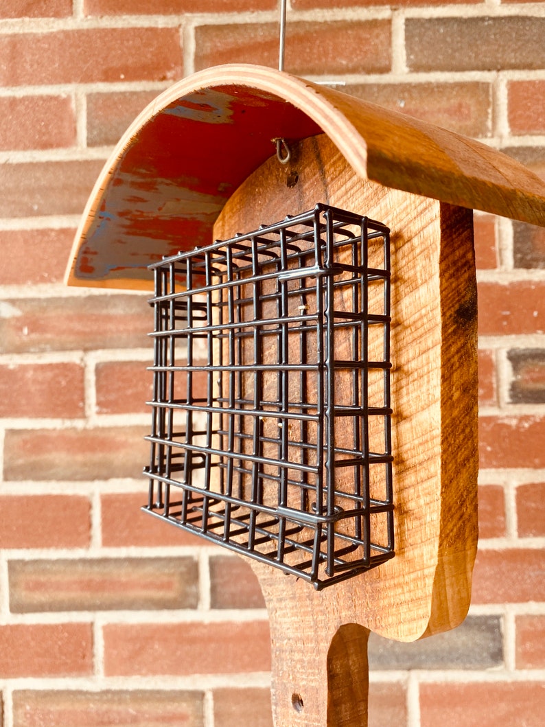 Suet Bird Feeder Reclaimed Antique Wooden Roof Etsy