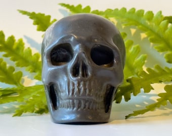 Really Cool Grey Jasper Skull, 2", Exquisitely Carved