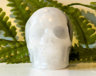 Gorgeous Tourmalinated Quartz Crystal Skull, 2", Exquisitely Carved