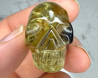 Citrine & Smoky Quartz Igor de Souza Elongated Carved Crystal Skull