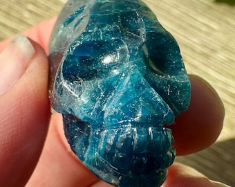 Blue Apatite Elongated Igor De Souza Crystal Skull
