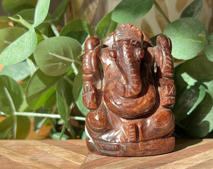 Beautiful Garnet Ganesh Carving #4