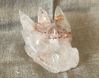Quartz with Hematite Dragon Carving/Skull
