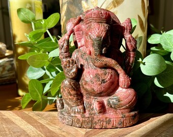 Stunning Large Gemmy Rhodonite Ganesh Carving