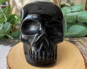 Handsome Brazilian Velvet Sheen Obsidian Crystal Skull