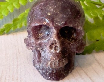Sweet Lepidolite Detailed Skull by Artifactual