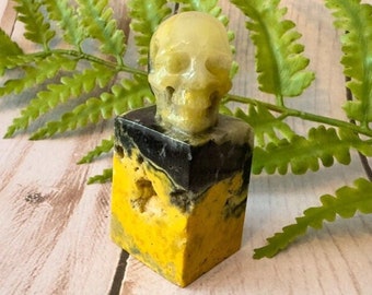 Amazing Bumblebee Jasper Skull Carving by Artifactual