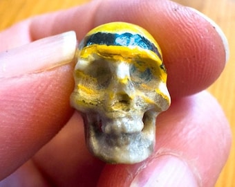 Tiny Bumblebee Jasper Skull by Artifactual