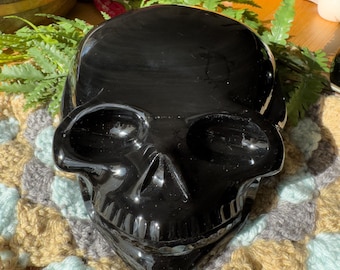 Stunning Rainbow Velvet Obsidian Skull