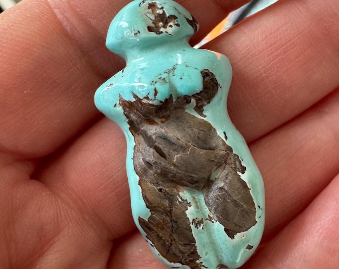 Stunning Turquoise Goddess Carving from Artifactual