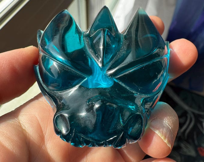 Gorgeous "Blue Obsidian" Leandro De Souza Dragon Crystal Carving #2