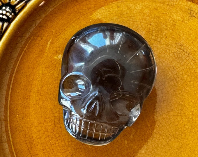 Leandro De Souza Clear Smoky Quartz Palm Crystal Skull