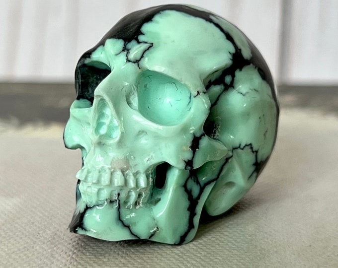 Stunning Small Peacock Variscite Bicolor Skull from Artifactual