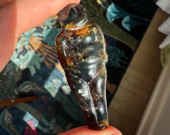 Stunning Amber Goddess Carving with Rough Back from Artifactual