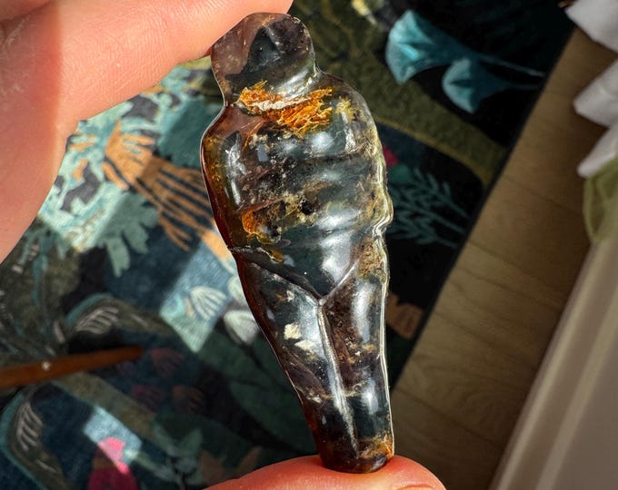 Stunning Amber Goddess Carving with Rough Back from Artifactual