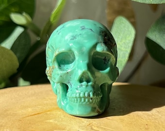 Gorgeous Hand Carved Artifactual Peacock Mine Turquoise Skull