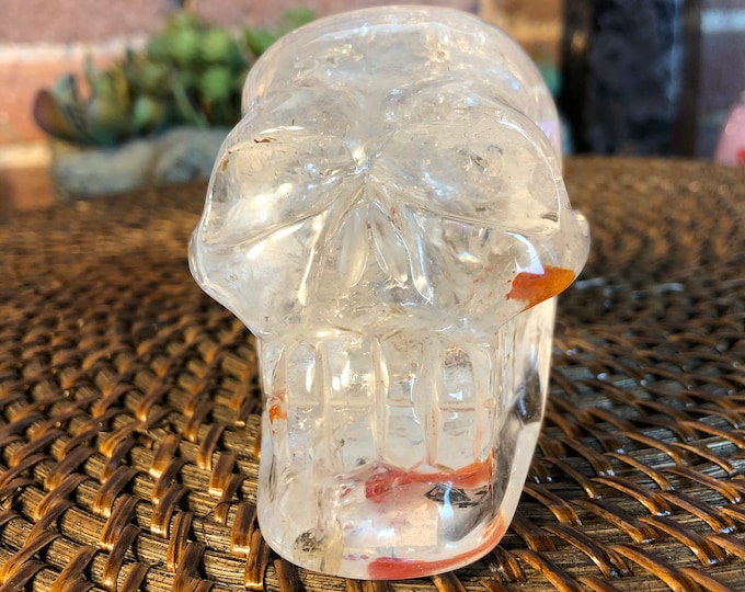 Sparkly Quartz Venturini Skull with Hematite Inclusions