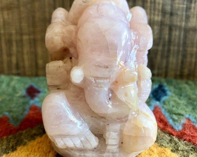 Small Rose Quartz Ganesh #2