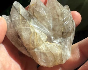 Leandro De Souza Tourmalinated Rose Quartz Dragon Skull