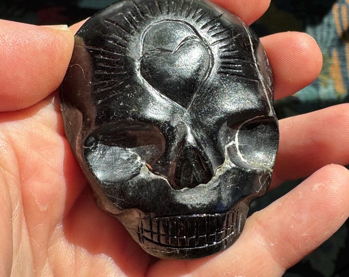 Leandro De Souza Black Tourmaline Palm Crystal Skull