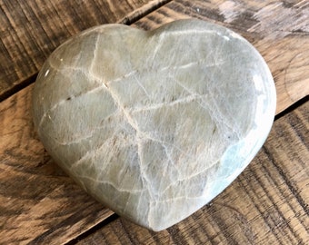Garnierite Heart: Green Moonstone Crystal (4.5" x 4" x 1")