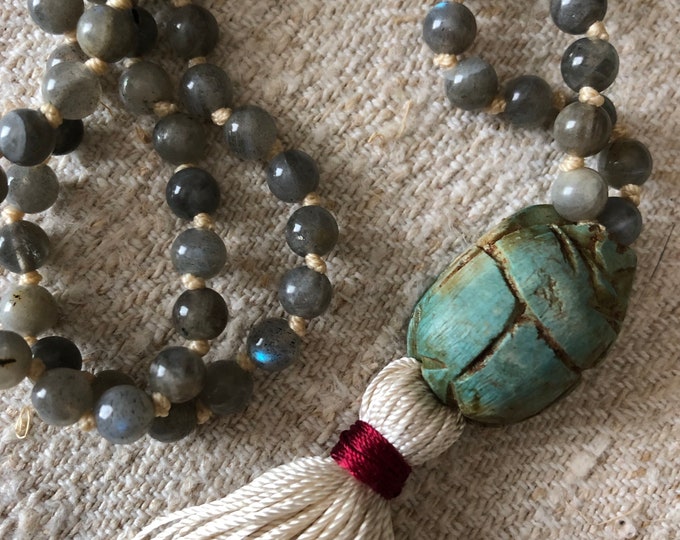 Labradorite Scarab Mala