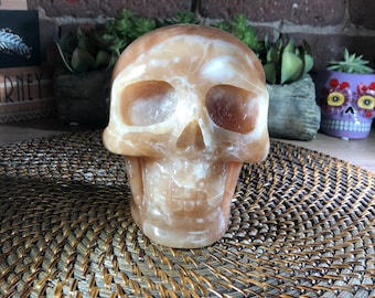 Huge Caramel Calcite Skull