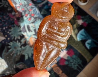 Honey Amber Goddess Carving - Translucent Artifactual Find