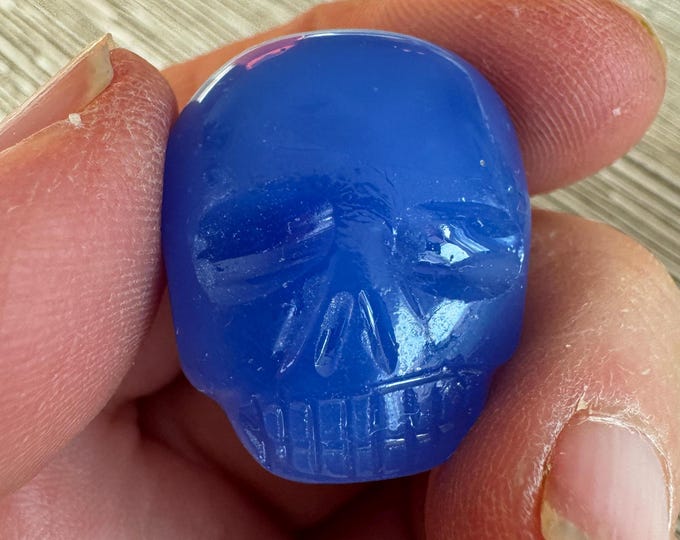 Small "Blue Obsidian" Leandro De Souza Crystal Palm Skull