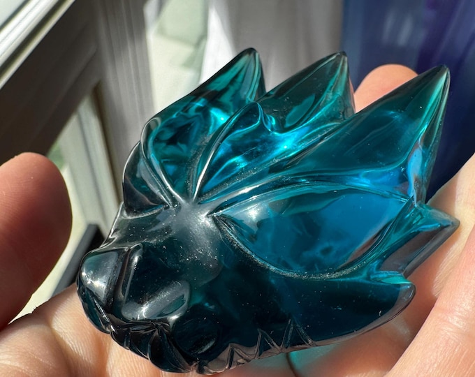 Gorgeous "Blue Obsidian" Leandro De Souza Dragon Crystal Carving #1