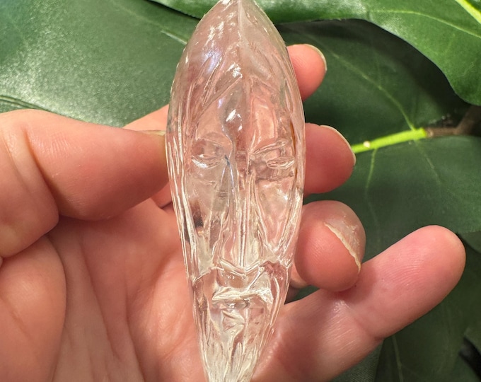 Leandro De Souza Triple Face Jesus/Mary/Skull Clear Quartz Crystal Palm Skull