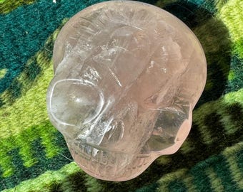 Leandro de Souza Rose Quartz Palm Stone Skull
