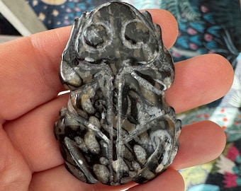 Jasper Frog Carving: Detailed Stone Pendant (2" x 1 1/2")
