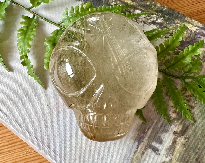 Amazing Large Rutile-filled Citrine Leandro De Souza Crystal Palm Skull