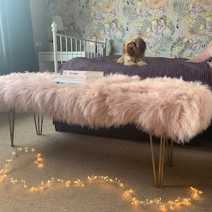 Bench - Extra Large GENUINE Mongolian Upholstery - HANDMADE - This listing is for all 20 beautiful colours available