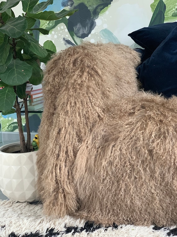 CARAMEL 100 Mongolian Sheepskin Throw Rug Free Shipping Genuine