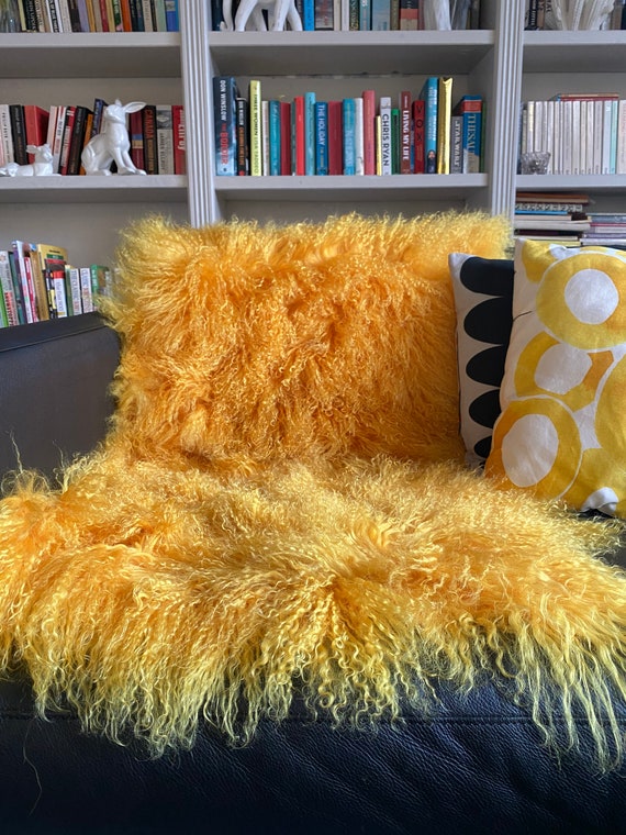 Mustard top fur cushion