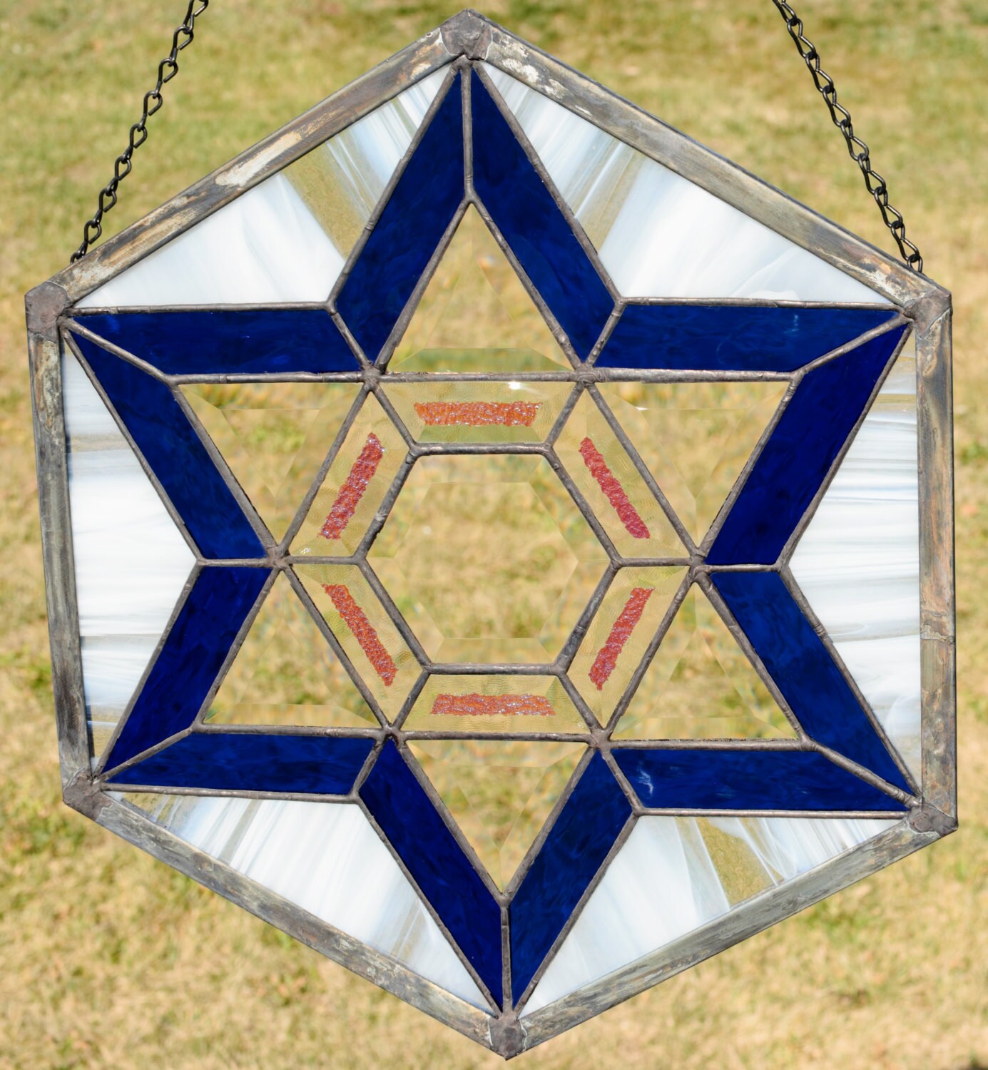 Hand Made Stained Glass Jewish Star magen David With Etsy