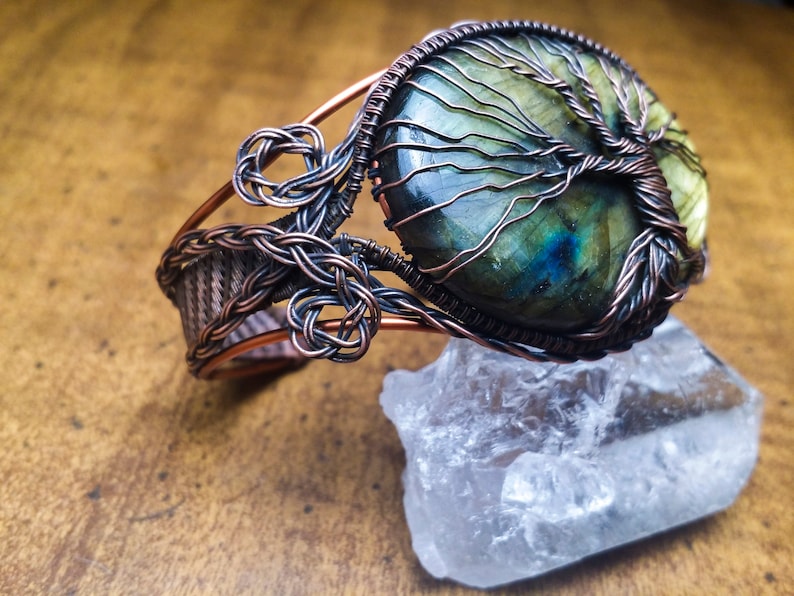 Wire Wrapped Bracelet Tutorial Tree of Life Cuff Bangle Copper Braided Woven Twisted Weaving Wrapped Wrap Making How To Kit DIY PDF Pattern