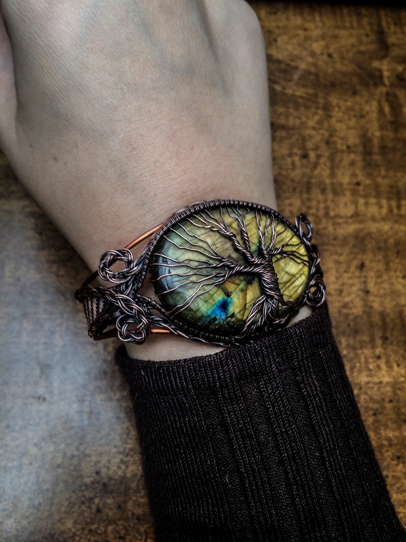 Wire Wrapped Bracelet Tutorial Tree of Life Cuff Bangle Copper Braided Woven Twisted Weaving Wrapped Wrap Making How To Kit DIY PDF Pattern