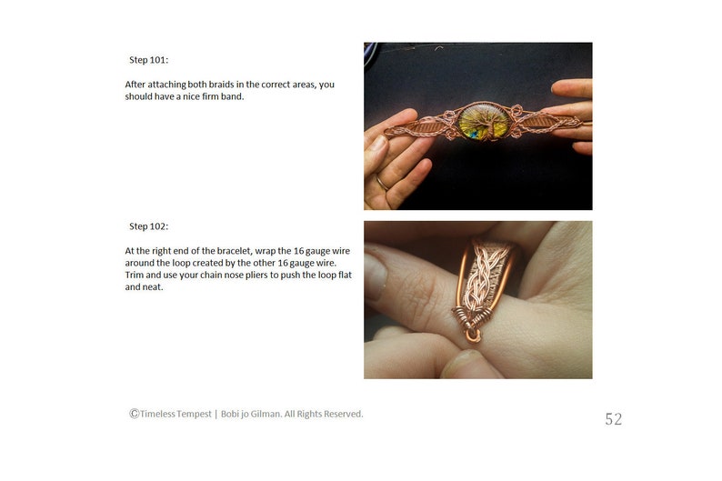 Wire Wrapped Bracelet Tutorial Tree of Life Cuff Bangle Copper Braided Woven Twisted Weaving Wrapped Wrap Making How To Kit DIY PDF Pattern