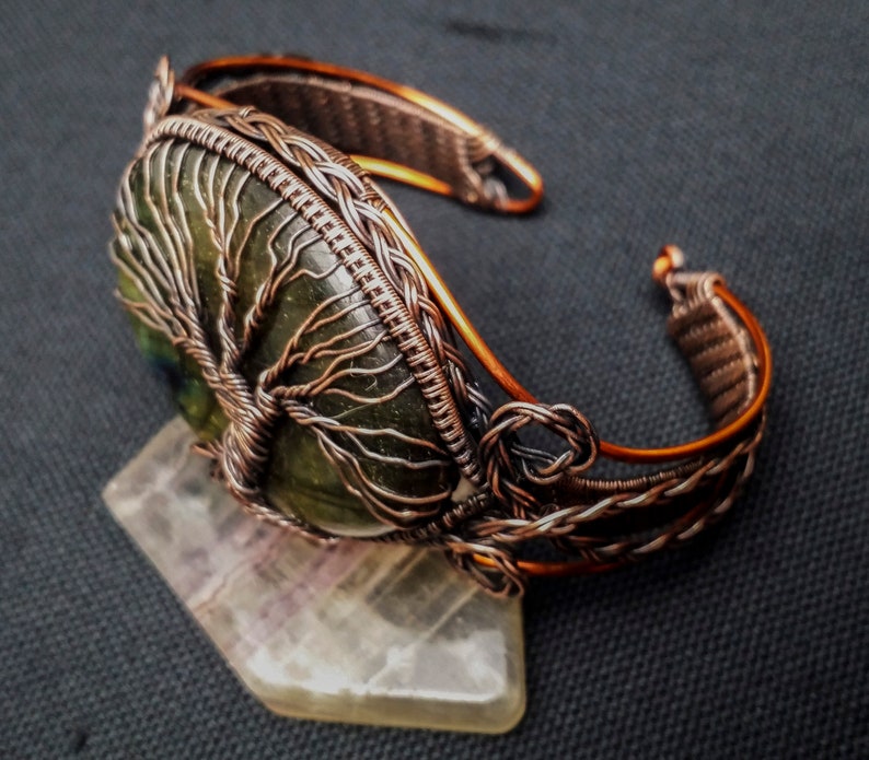 Wire Wrapped Bracelet Tutorial Tree of Life Cuff Bangle Copper Braided Woven Twisted Weaving Wrapped Wrap Making How To Kit DIY PDF Pattern