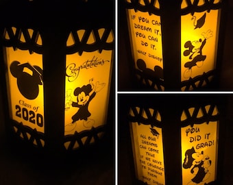 Disney Graduation Inspired plastic mini lantern. - Customizable!