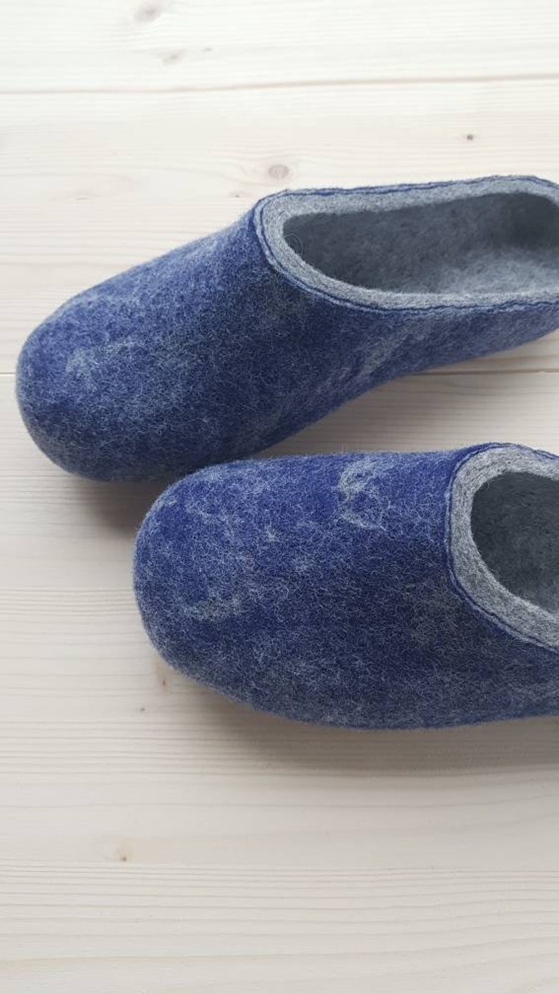 Handmade eco friendly felted slippers from natural wool grey womens felt slippers christmas gift image 6