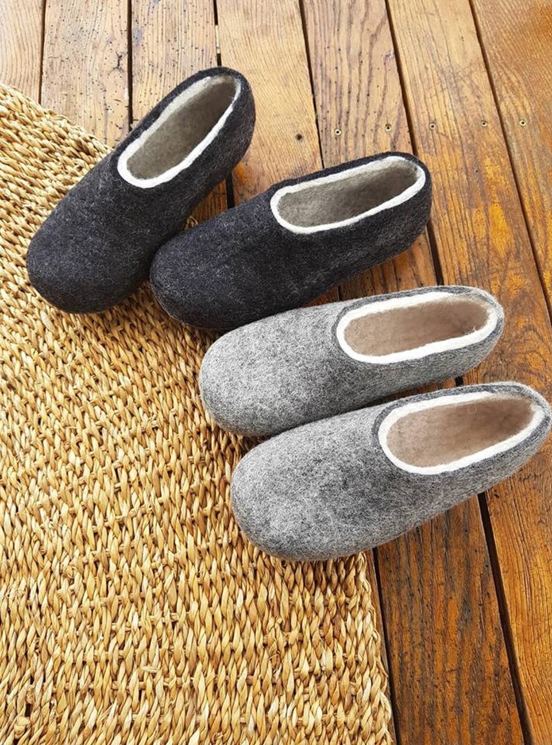 Felted Slippers Neutral Natural Beige Wool Clogs Cozy Home - Etsy