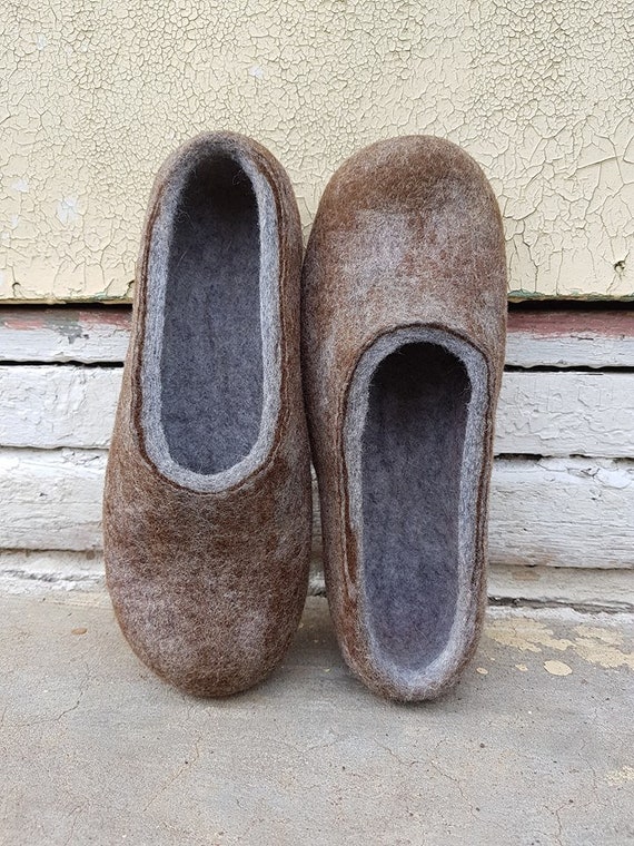 Handmade eco friendly felted slippers 